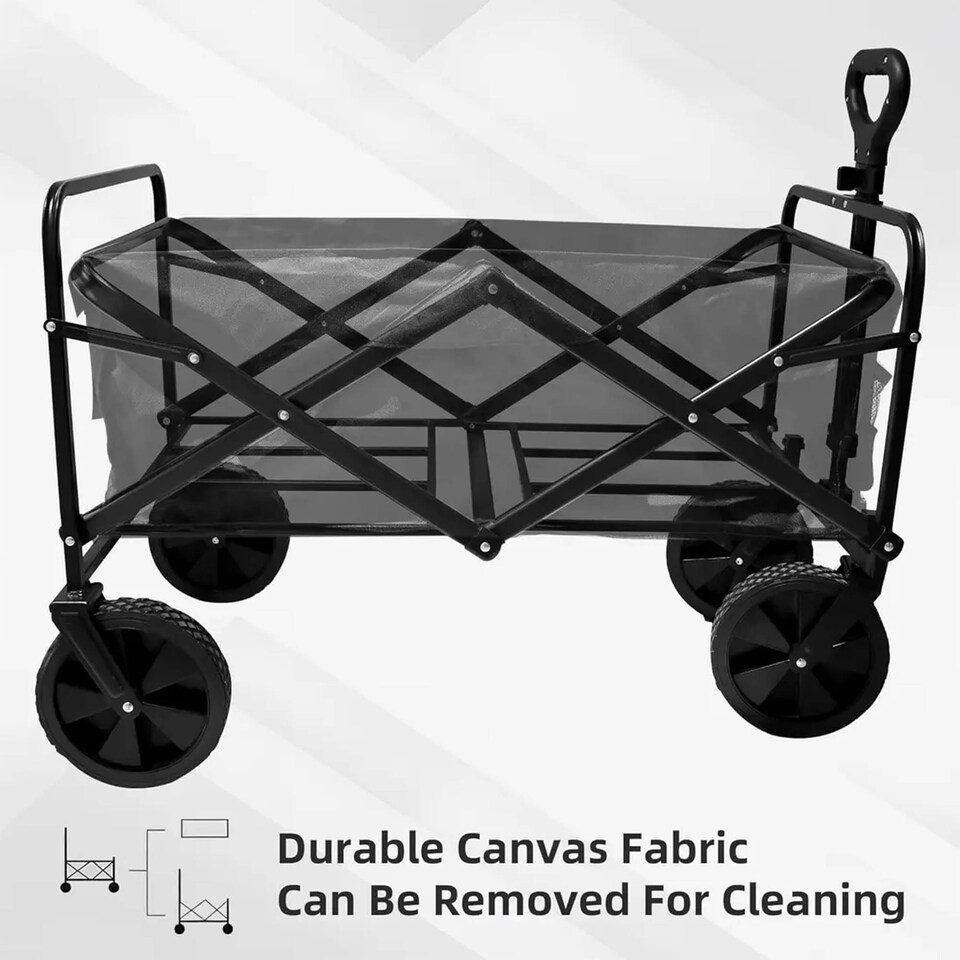image 1 of Foldable Wagon Cart with Adjustable Handle for Camping Shopping