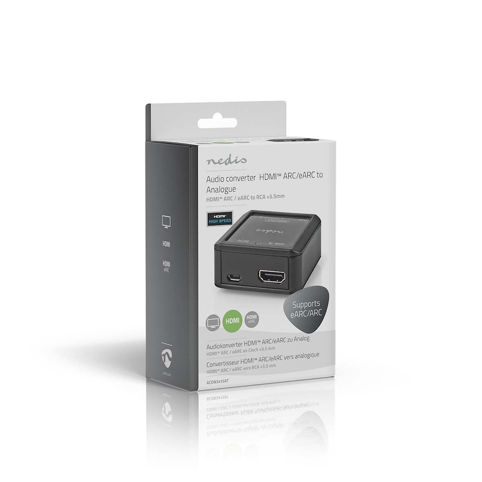 image 1 of Nedis Digital-Analog Audio Extraction Converter HDMI input to 2x RCA female) or 3.5mm Output eARC, Automatic, for Soundbars etc..