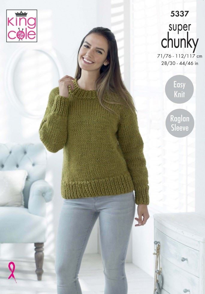 King Cole Big Value Super Chunky Knitting Pattern 5337, Cardigans and Sweaters for Women - 28 - 46 Inches - Easy