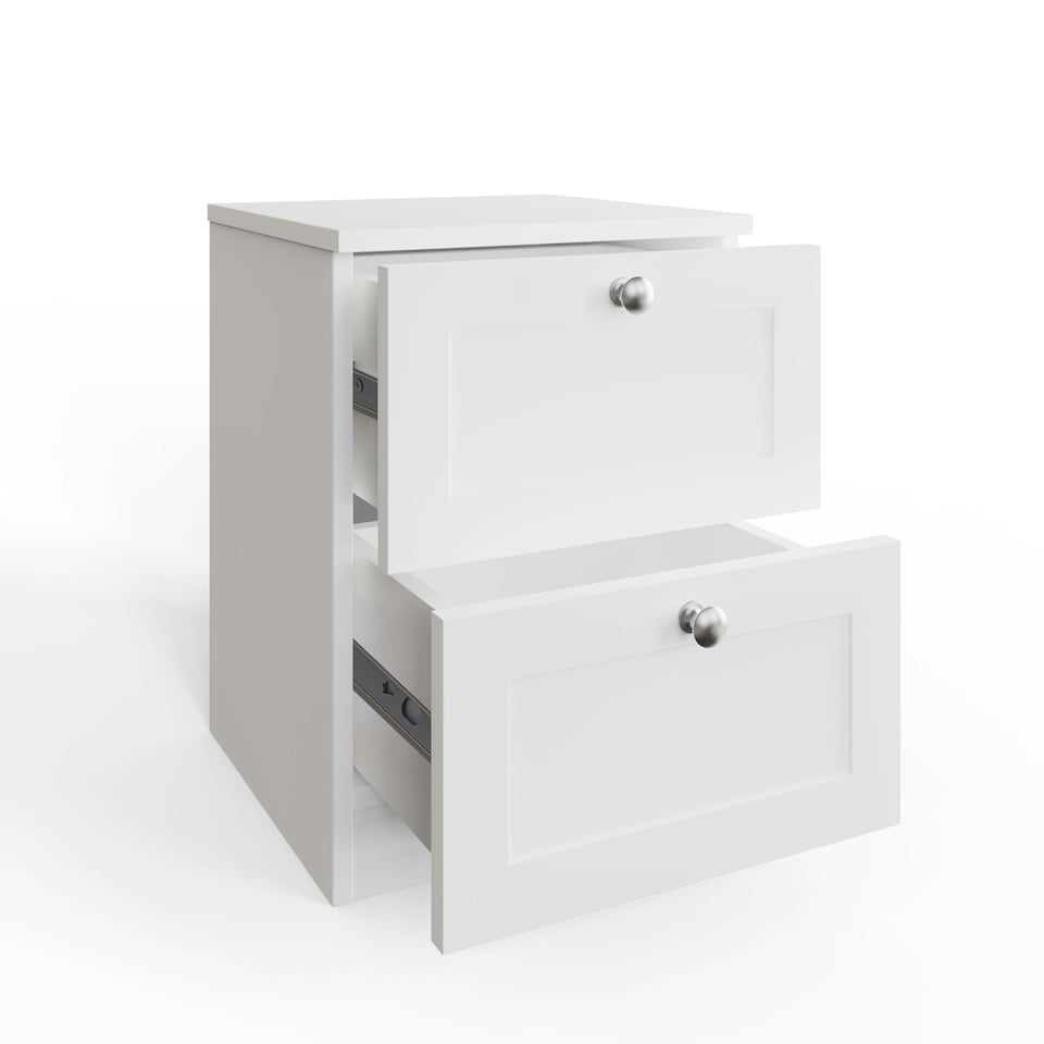 image 1 of FWStyle Artus Shaker 2 Drawer Bedside Table Nightstand Matt White