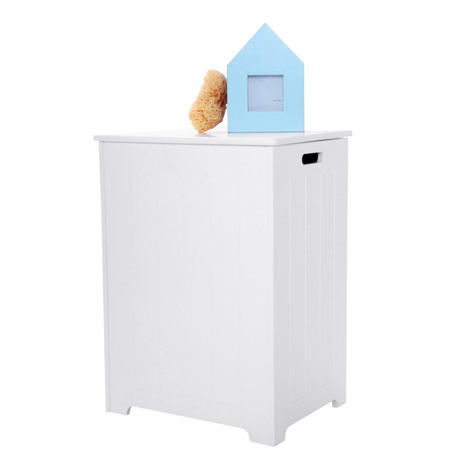 image 1 of Pendeen White Wooden Laundry Bin, Bathroom Storage Chest, Cabinet, Basket, Hamper