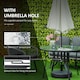 image 3 of Outsunny 106cm Round Garden Dining Table with Parasol Hole Glass Top