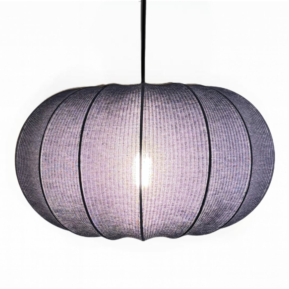 image 1 of CGC Lila Navy Oval Ribbed Stretch Cotton Lampshade