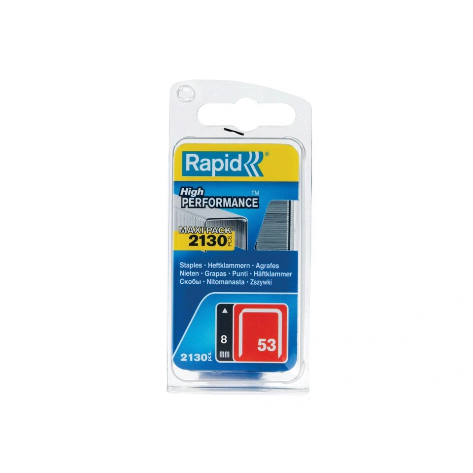 Rapid 53 Series Galvanised Staples - Galvanised - 8mm, Pack of 2000