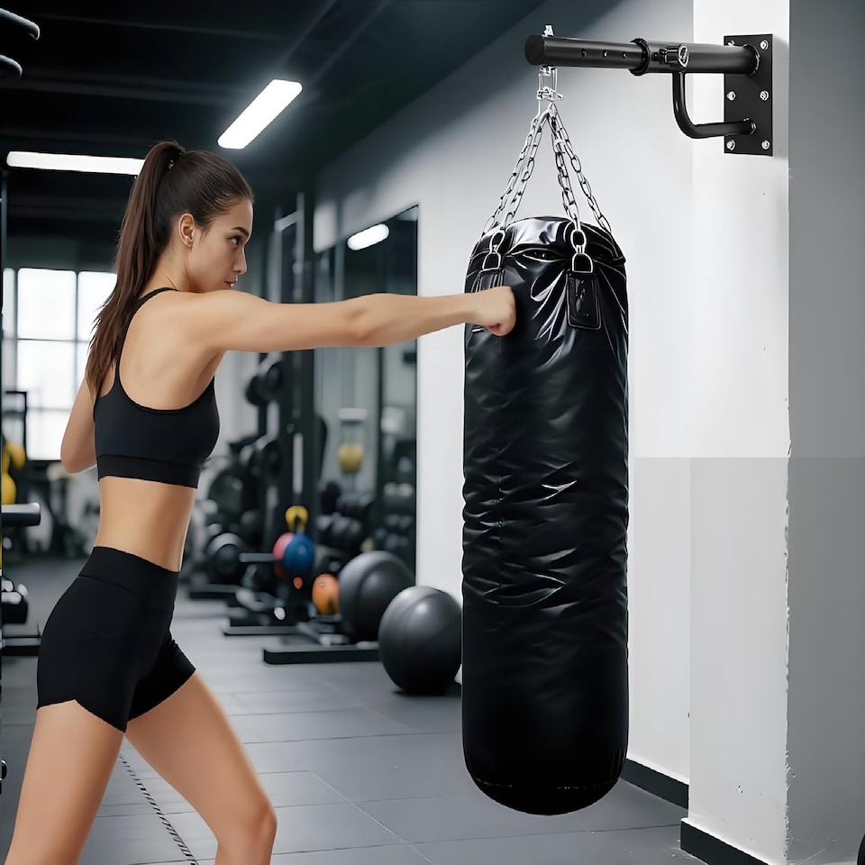 image 1 of Gr8 Home Boxing Punch Bag Wall Mounted Bracket Adjustable Heavy Duty Steel Hook Hanger