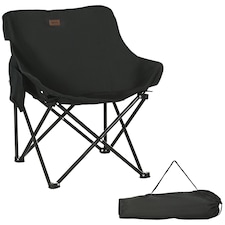 Outsunny Folding Camping Chair with Carrying Bag and Storage Pocket, Black