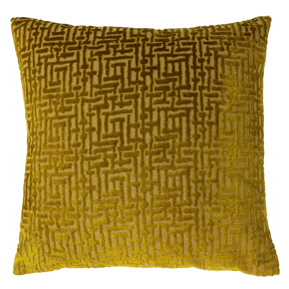 image 1 of Paoletti Delphi Velvet Jacquard Cushion, Gold, 45 x 45cm