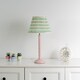 image 2 of ValueLights Bobbles Pink Bobbin Table Lamp Pink Aztec Pleat Shade | Pink