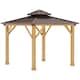 image 1 of Outsunny 3x(3)M Double-Tier Hardtop Gazebo, Outdoor Patio Shelter, Brown