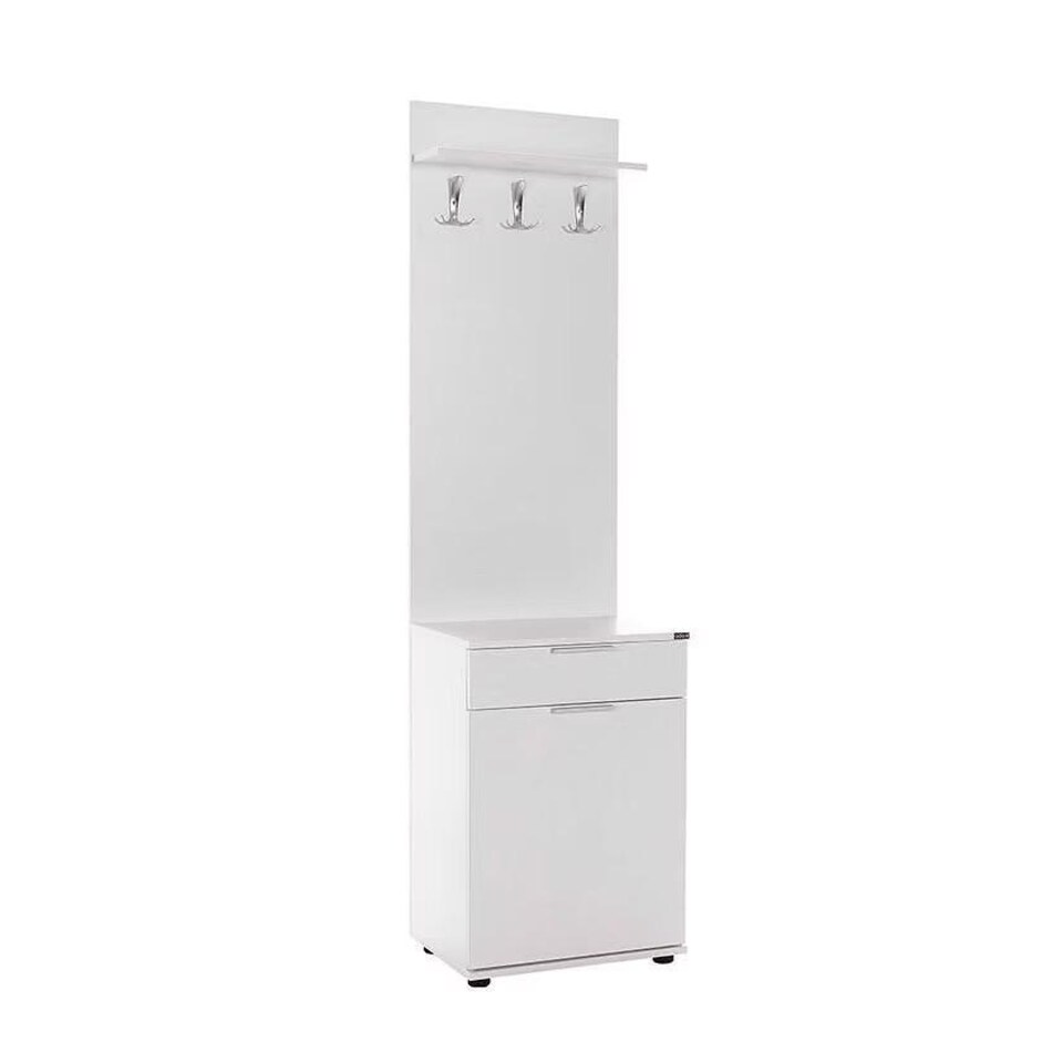image 1 of Adore White Hall Stand with Drawer, Hooks & Shoe Cupboard - Entryway Organiser White