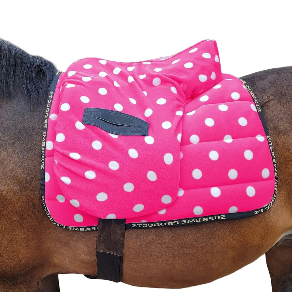 image 1 of Supreme Products Ride On Dotty Fleece Horse Saddle Cover - Paradise Pink - One Size