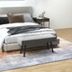 image 2 of HOMCOM End of Bed Bench, Upholstered Hallway Bedroom with Steel Legs, Grey