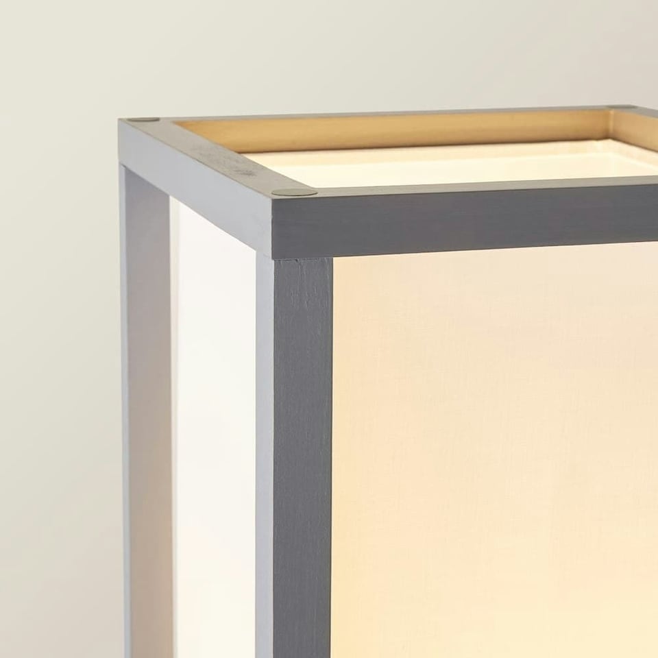 image 1 of ValueLights Struttura Grey Shelving Floor Lamp with Fabric Shade | Grey