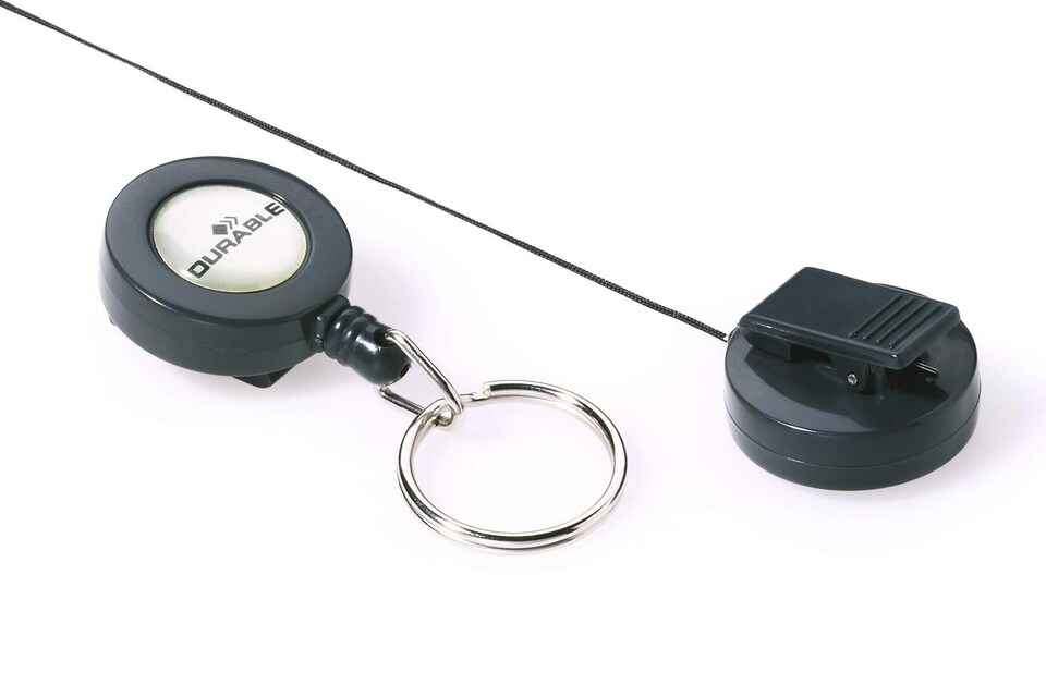 image 1 of Durable Secure Retractable Keyring Badge Reel for IDs & Keys | 10 Pack | Black