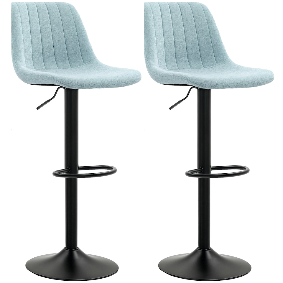image 1 of HOMCOM Bar Stools Set of 2 Adjustable Swivel Bar Chairs with Backrest Blue | Light Blue
