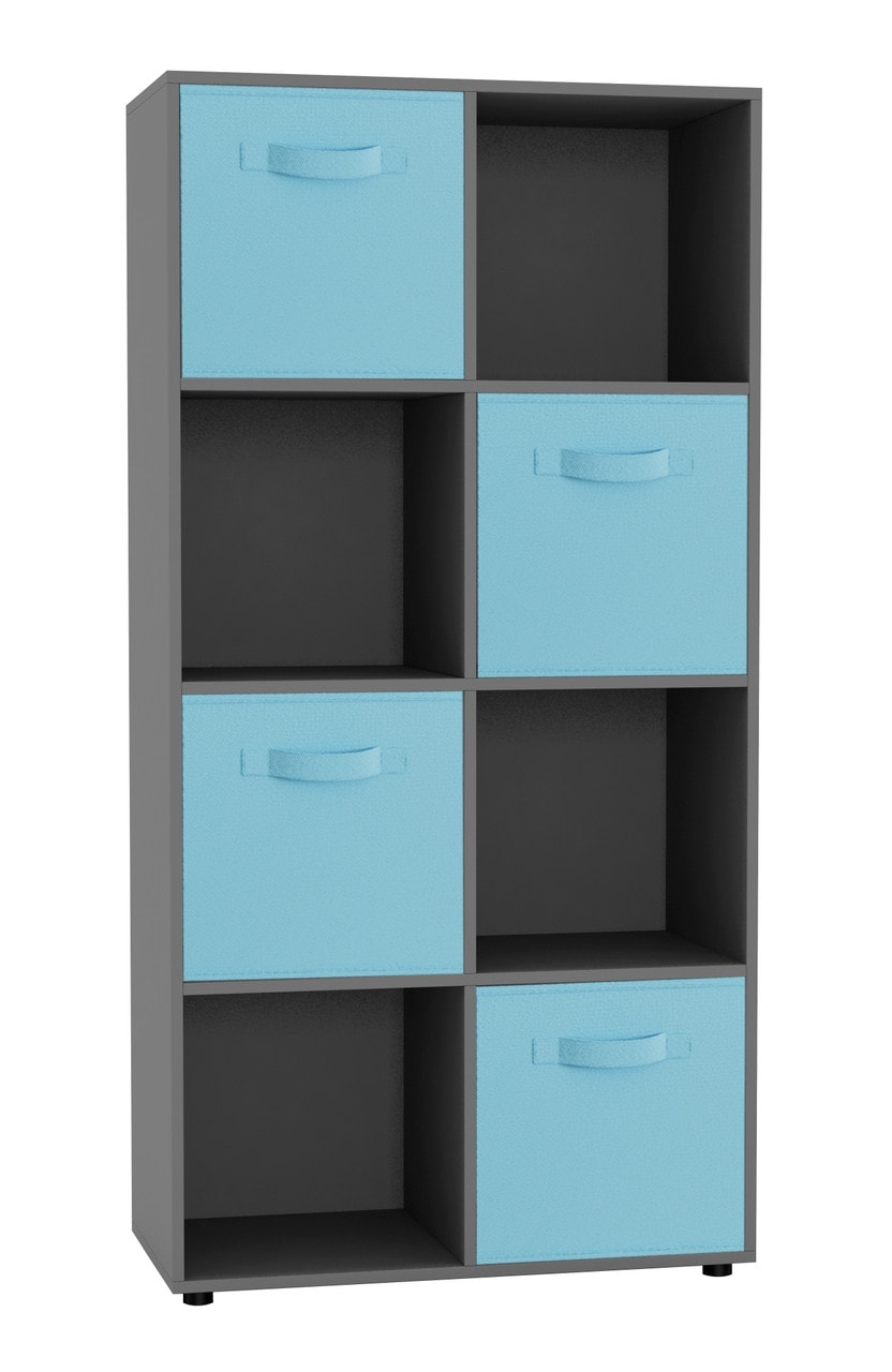 8-Cube Shelving Unit With Non Woven Inserts Grey Grey & Sky Blue 1