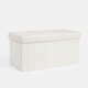 image 6 of OHS Soft Fleece Ribbed Long Rectangle Foldable Footstool Seat Storage Organiser Ottoman Cream