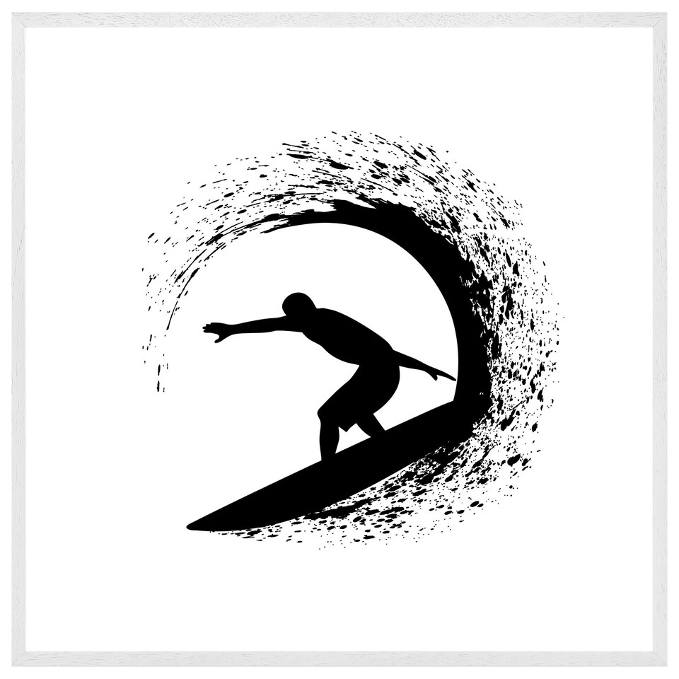 image 1 of Surfer silhouette (Picture Frame) White | S