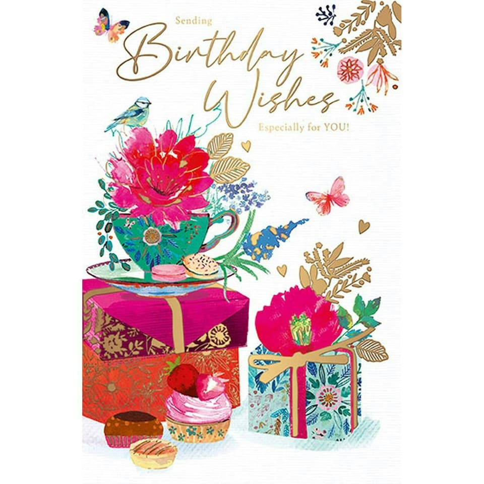 Words 'n' Wishes Traditional Open Birthday Card for a Female, Friend Birthday Card, Multi-Coloured 203 x 134 mm