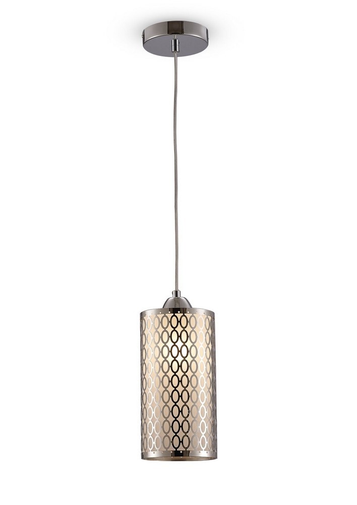 Netlighting Charon Oval Pattern Ceiling Pendant 1 Light E27 Polished Chrome in Grey
