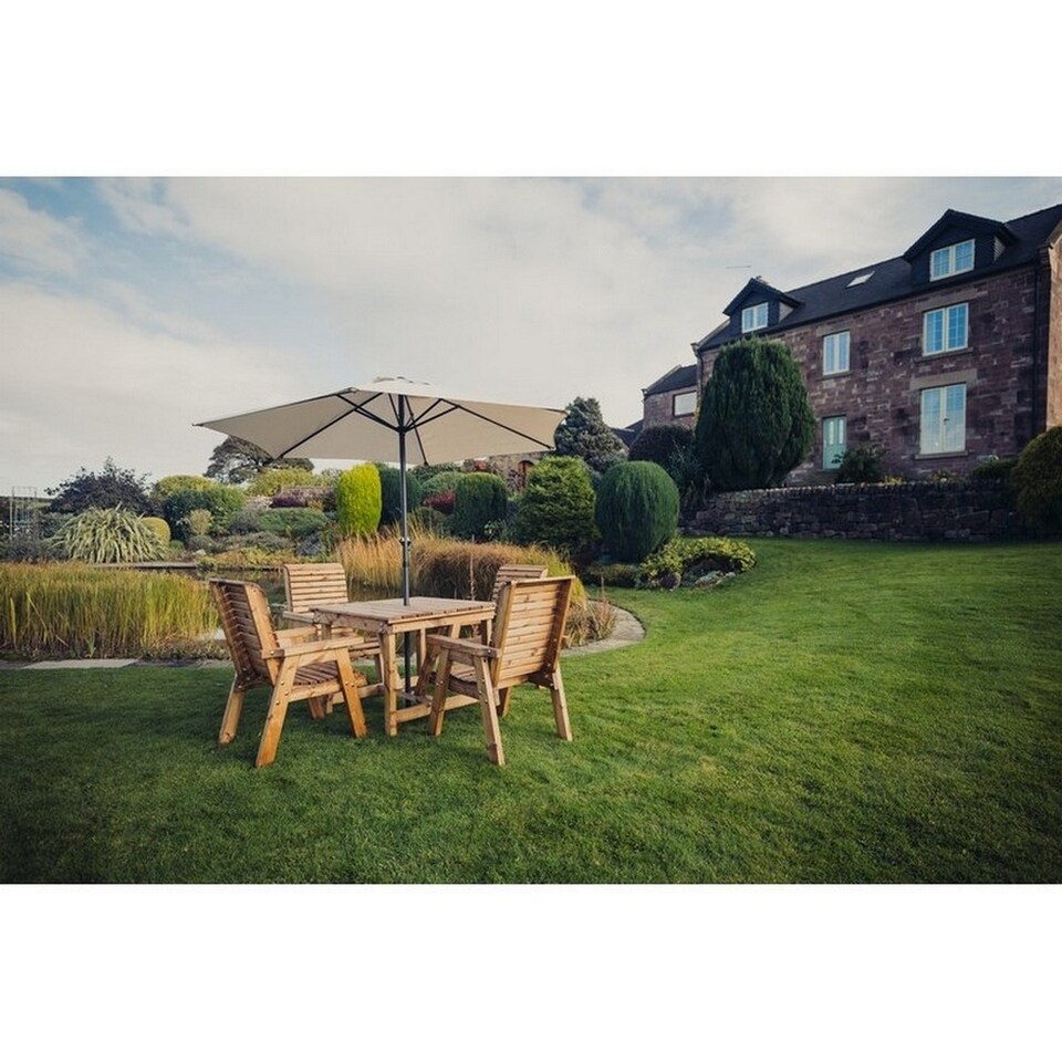 image 1 of Valley 4 Seater Square 4XC - Timber - L190 x W190 x H95 cm - Minimal Assembly Required - Set of Waterproof Cushions Included