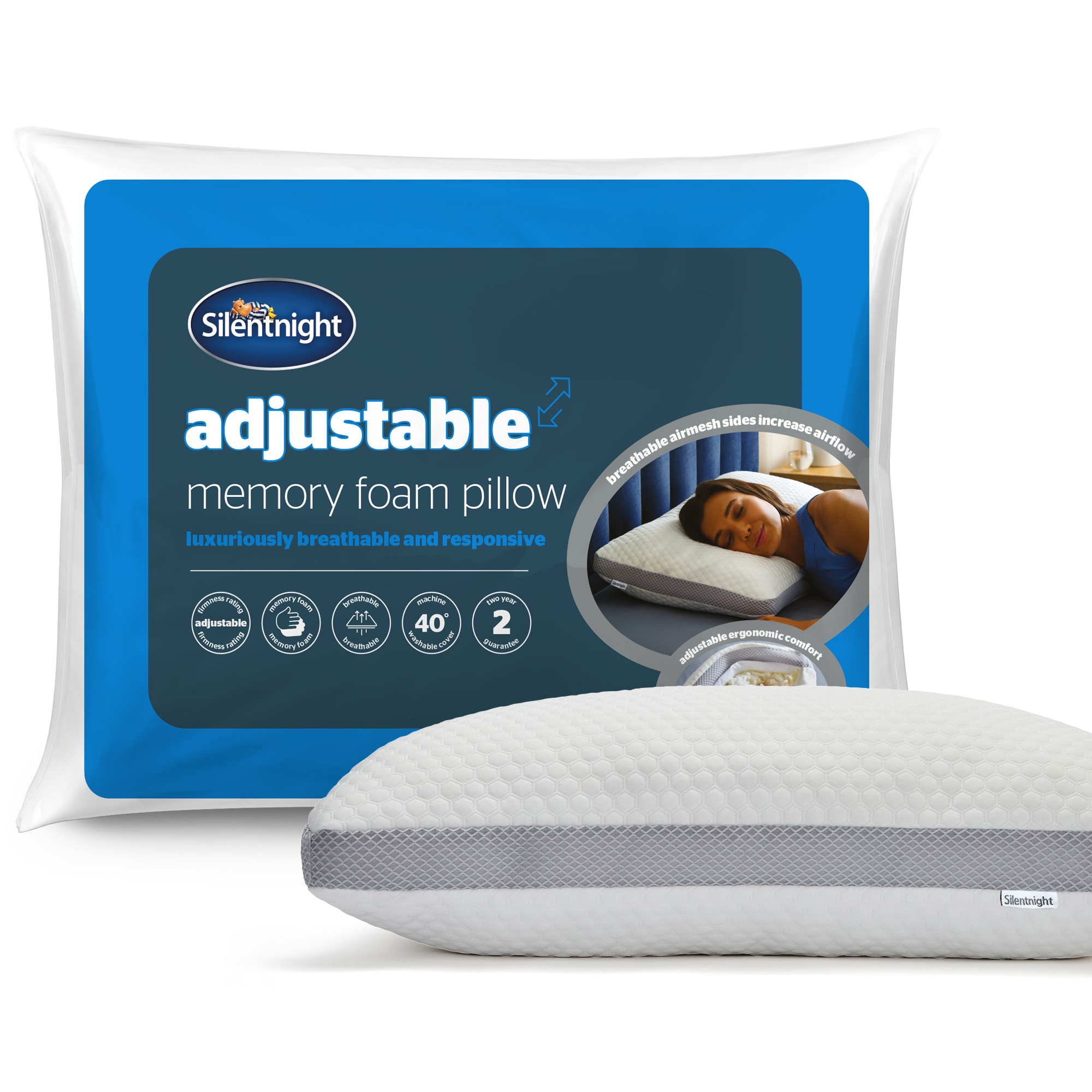Silentnight Luxury Bed Pillow, Adjustable Memory Foam
