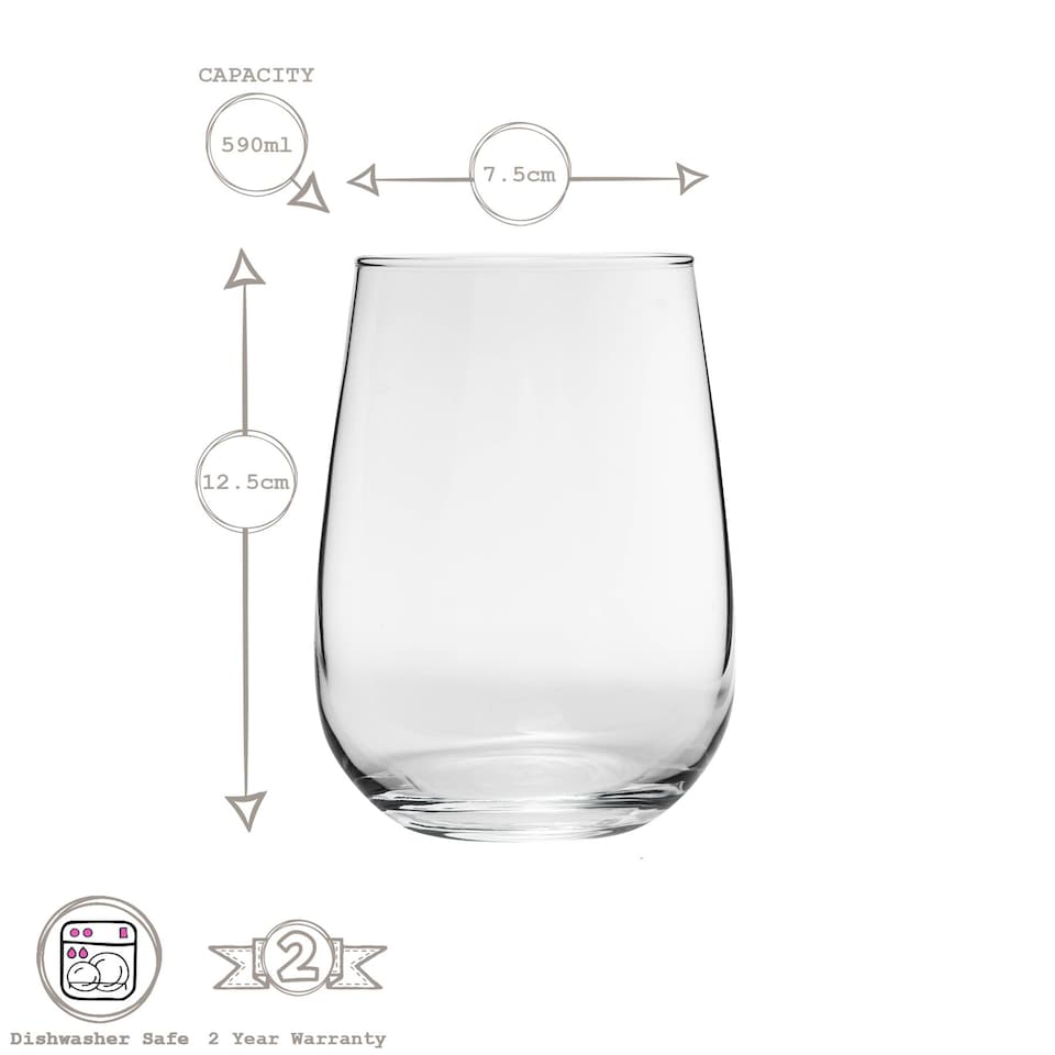image 1 of LAV 12pc Gaia Stemless Wine Glasses Set - Clear | Clear | Clear | 12