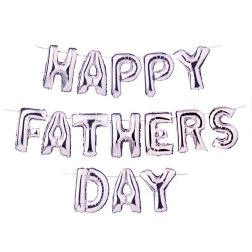 Silver Happy Fathers Day Air Fill Foil Balloon Banner 40cm
