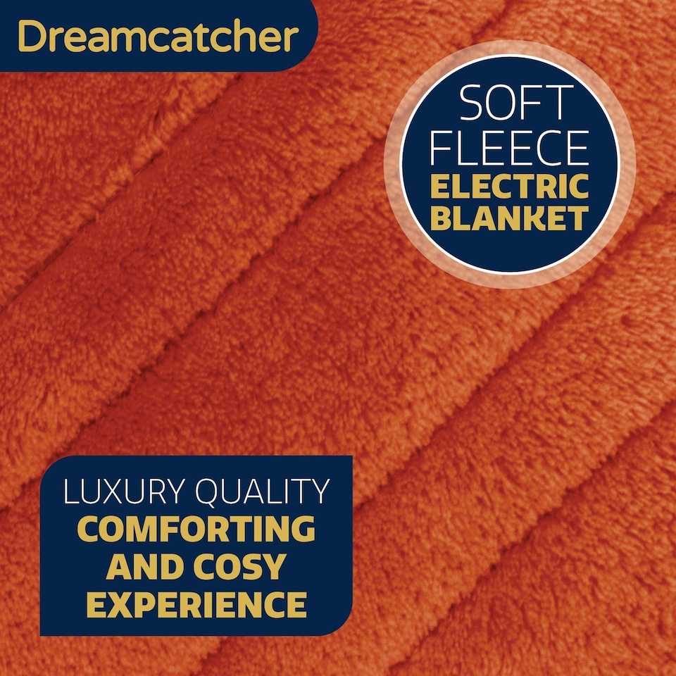 image 1 of Dreamcatcher Deluxe Terracota Electric Throw Heated Double Over Blanket Soft Fleece | Orange | Orange | One Size | 1