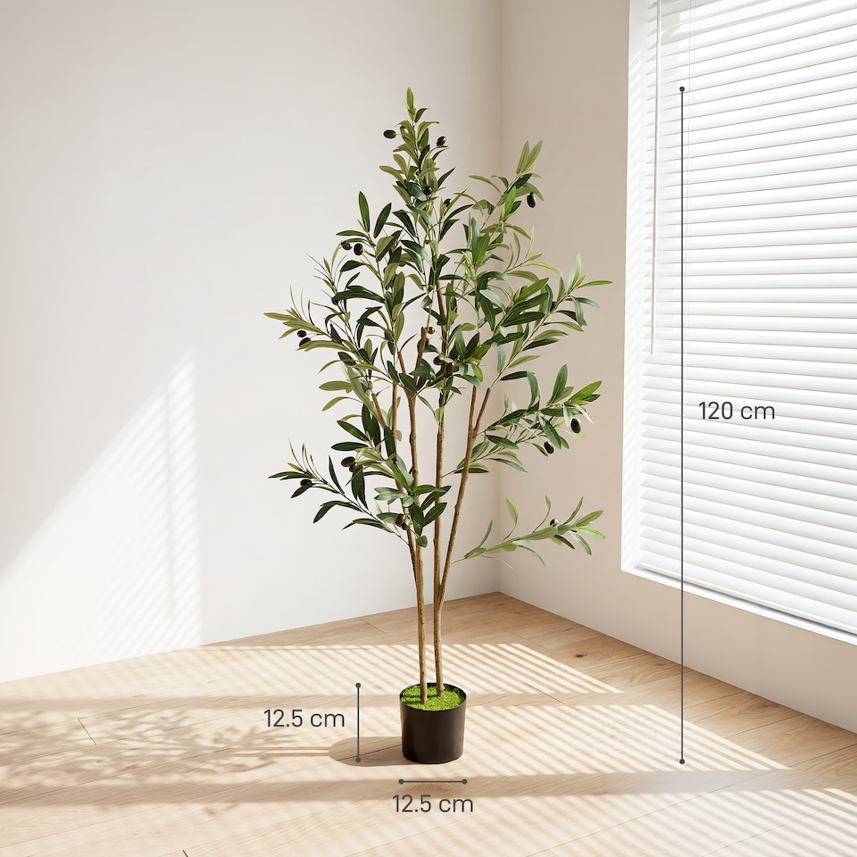 image 1 of HOMCOM 120 cm Decorative Artificial Plant, Silk Olive Tree with 303 Leaves