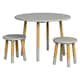 image 1 of Kids Wooden Round Table & Chair Set Toddlers Small Children Home Nursery Play | Multi | grey table with 2 chairs | 3