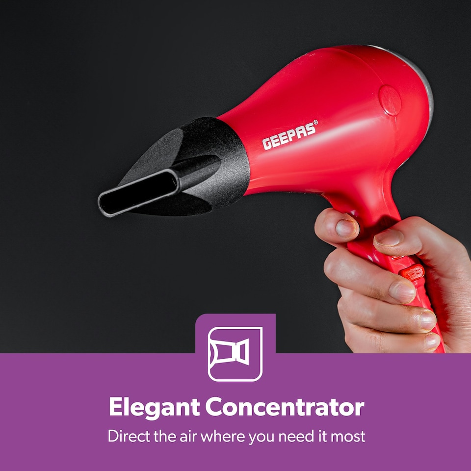 image 1 of GEEPAS Hair Dryer 1500W - Red