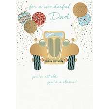 Words 'n' Wishes Traditional Wonderful DAD Happy Birthday Card, Classic Car, 8.5 x 6 Inches, Words 'n' Wishes