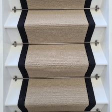 Angel Dark Beige Stair Runner with 100% Cotton Black Border