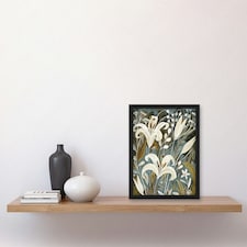 White Lilies Flower Blooms Floral Living Room Black Framed Wall Art Print A4