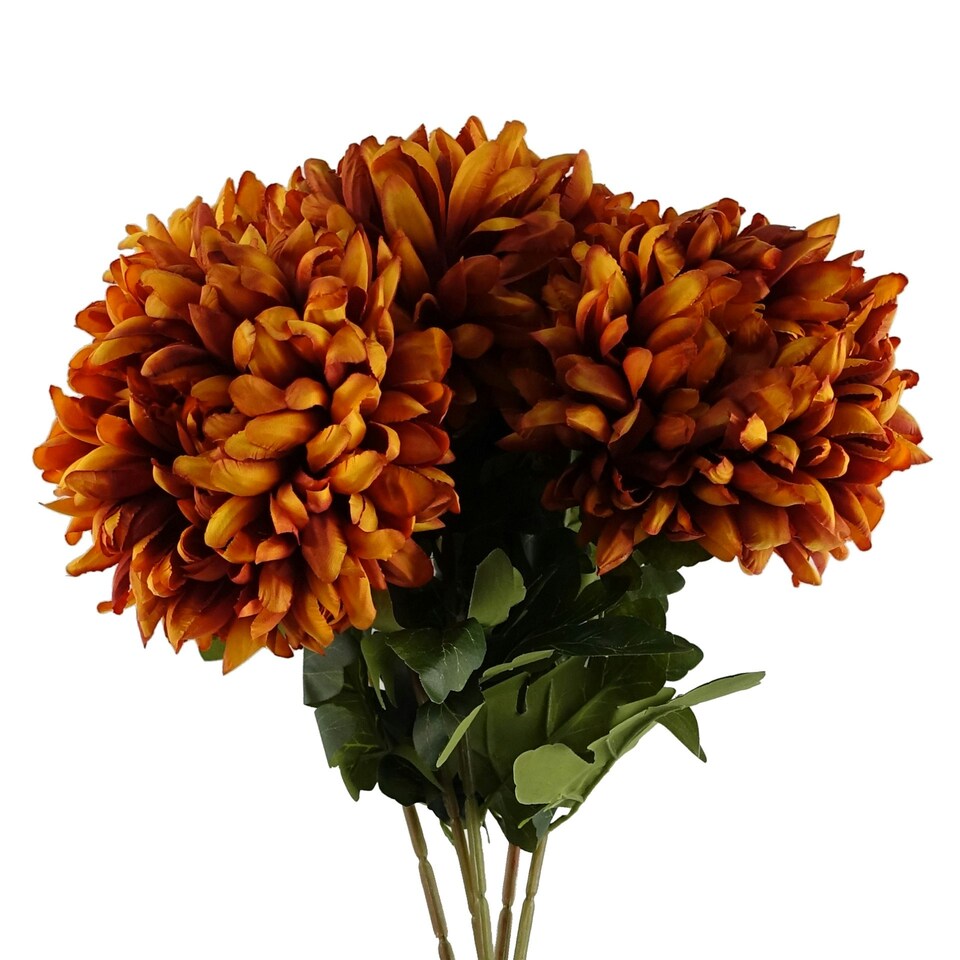image 1 of Pack of 6 x 75cm Extra Large Reflex Chrysanthemum - Orange