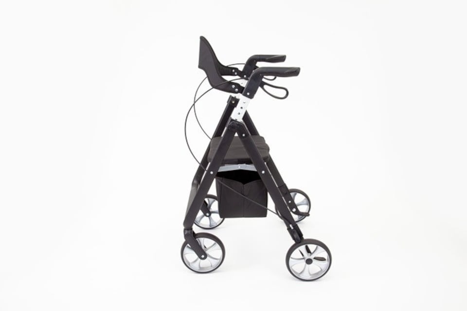 image 1 of TRP7 Lightweight Rollator Walker with Seat, Bag & Backrest - Black, 4-Wheeled 150kg Capacity