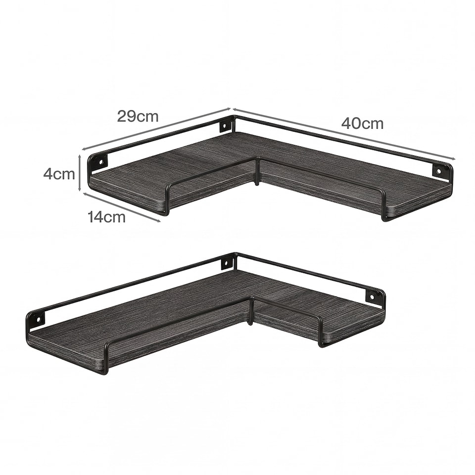 image 1 of Levede Floating Shelves Set of 2 L-Shaped Corner Shelves Wall Mounted Black