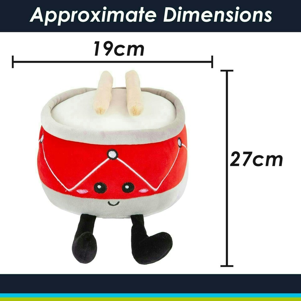 image 1 of Drum Soft Toy Cute Plushie Huggable Cuddly Stuffed Toy 27cm Red