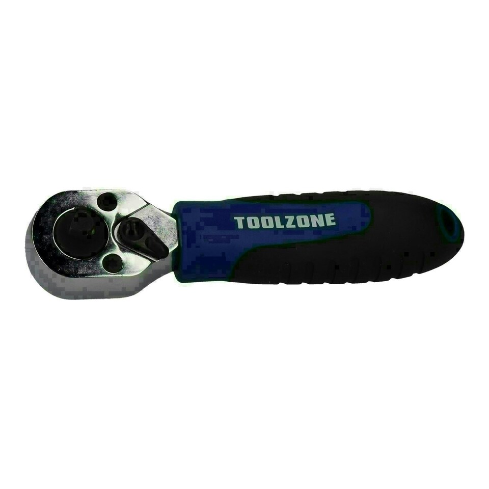 image 1 of 1/4" & 3/8" Stubby Dual Head Ratchet Wrench Handle 72 Teeth Reversible