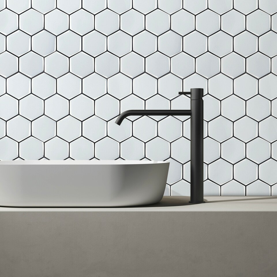 image 1 of Wall Tile Hexagon 30.5x30.5cm White (5 Tiles Per Pack)