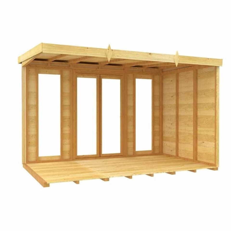 image 1 of 10ft x 5ft Pent Summer House (Full Height Window) - Wood - L147 x W302 x H201 cm | Brown