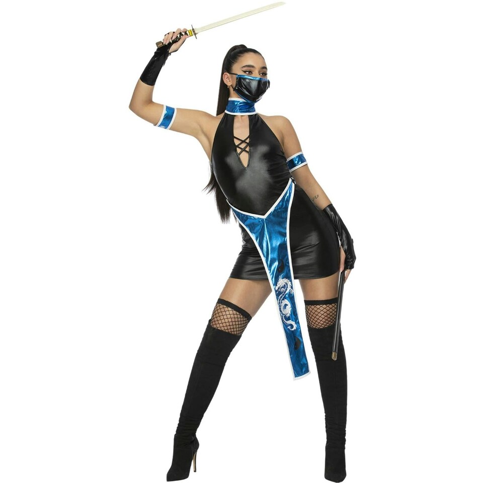 image 1 of Fever Womens/Ladies Ninja Costume Set - Black/Blue - M M