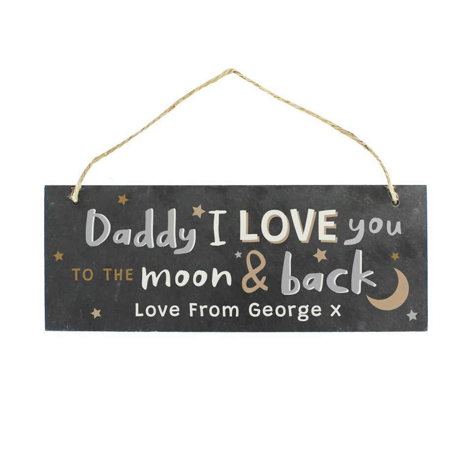 image 1 of Personalised To the Moon and Back Hanging Slate Plaque