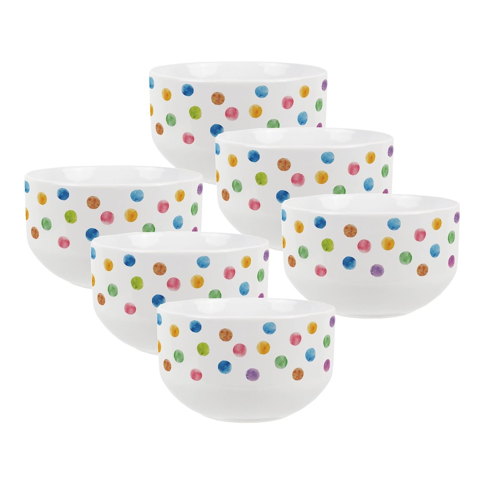 image 1 of Polka Dots Ceramic Bowl - Set of 6