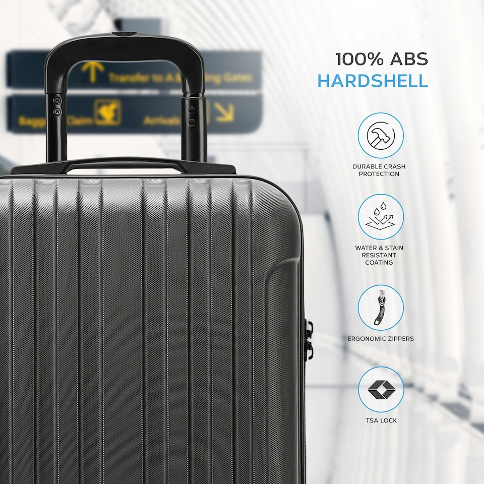 image 1 of Flight Knight Premium Hard Shell Lightweight Cabin Suitcase - Built-in TSA Lock & USB Port - 100+ Airlines Approved - easyJet, Ryanair & Jet2 - 55x35x20cm Red | Burgundy | Cabin Bag