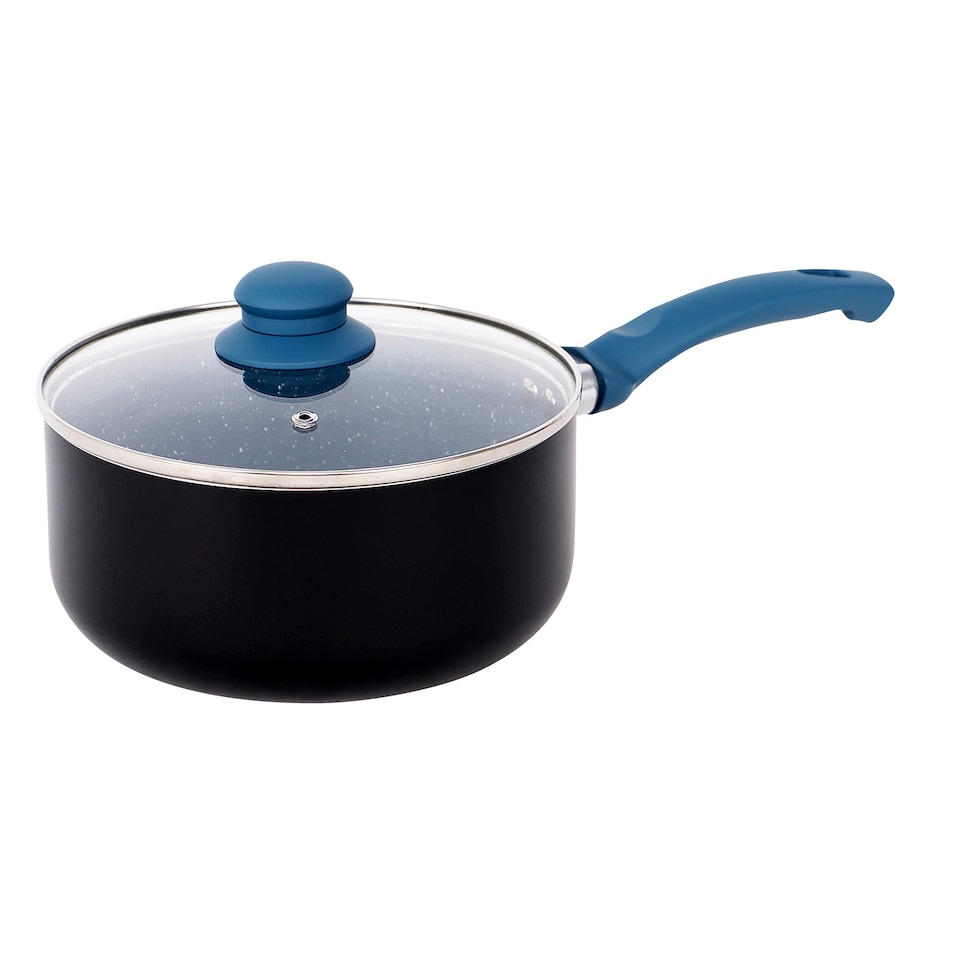 image 1 of Gr8 Home Blue Aluminium 8 Pc Marble Ceramic Non Stick Induction Frying Pan Saucepan Set