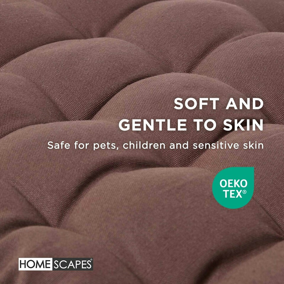 image 1 of Homescapes Garden Bench Cushion Luxury 3 Seater 100% Cotton Indoor Outdoor Seat Pad | Brown | 3 Seater | 1