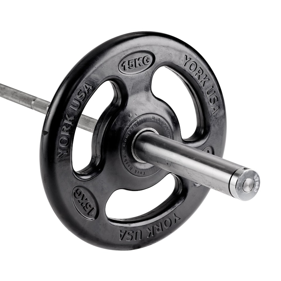 York ISO-Grip Rubber Olympic Weight Plate — 15 kg | Black