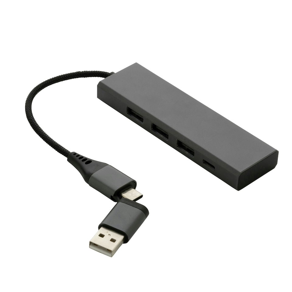 image 1 of XD Xclusive Terra Recycled Aluminium USB 2.0 Hub - Grey - One Size